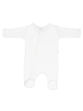 100% Cotton Footed Zip Up Sleepsuit - White