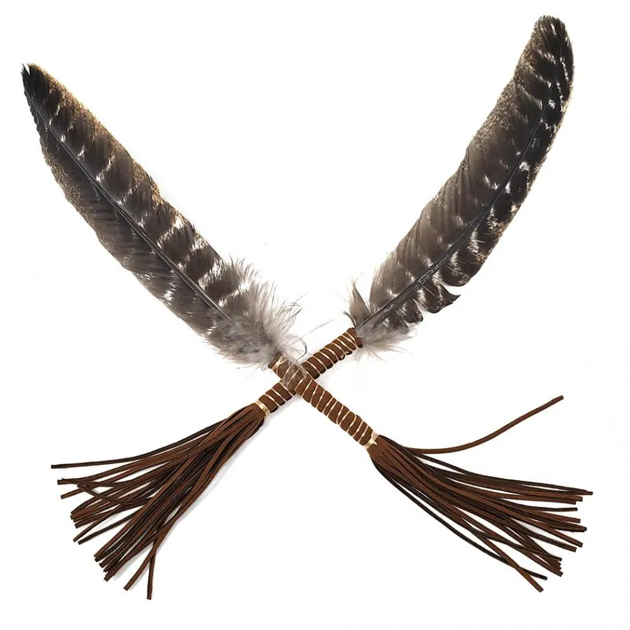 10" Leather Wrapped Smudging Feather