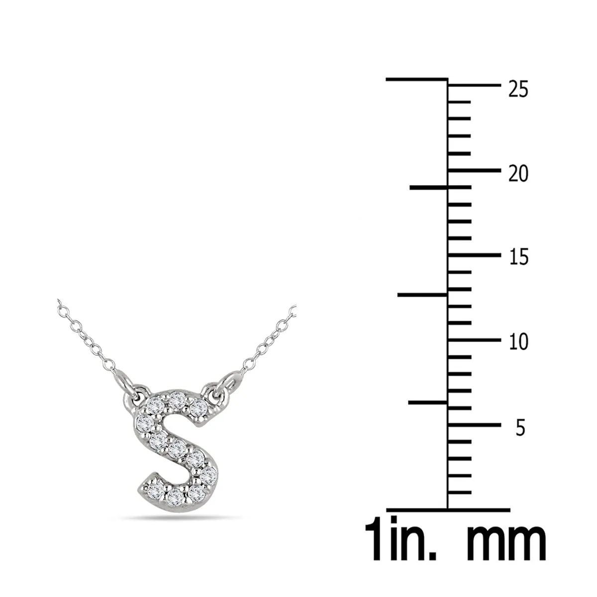 1/10 Carat Tw S Initial Diamond Pendant In 10K White Gold