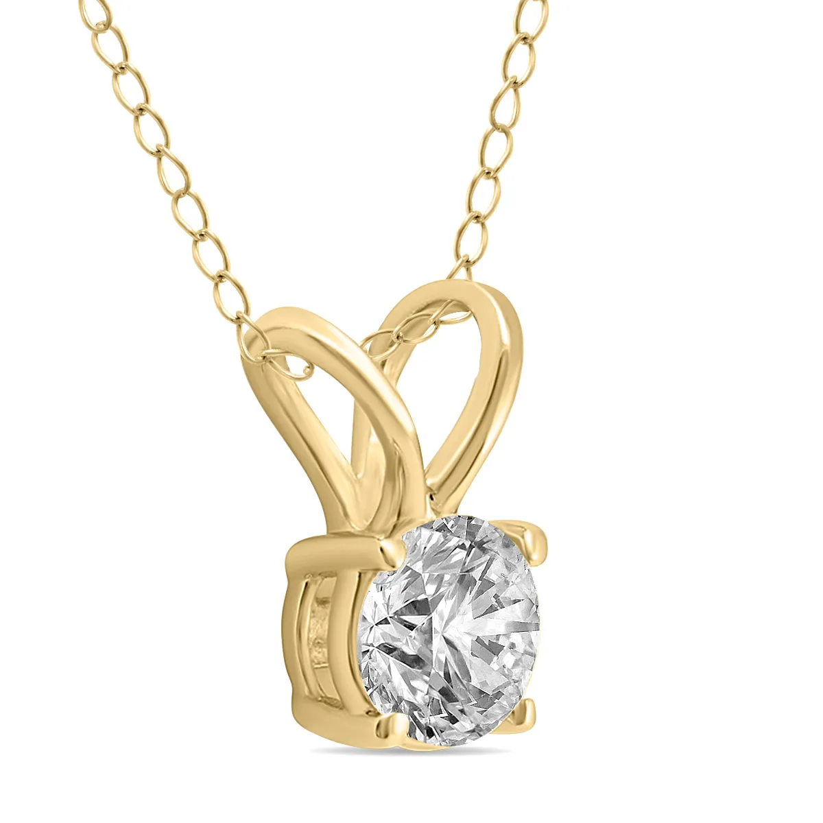 1/2 Carat Round Diamond Solitaire Pendant In 14K Yellow Gold