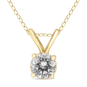 1/2 Carat Round Diamond Solitaire Pendant In 14K Yellow Gold