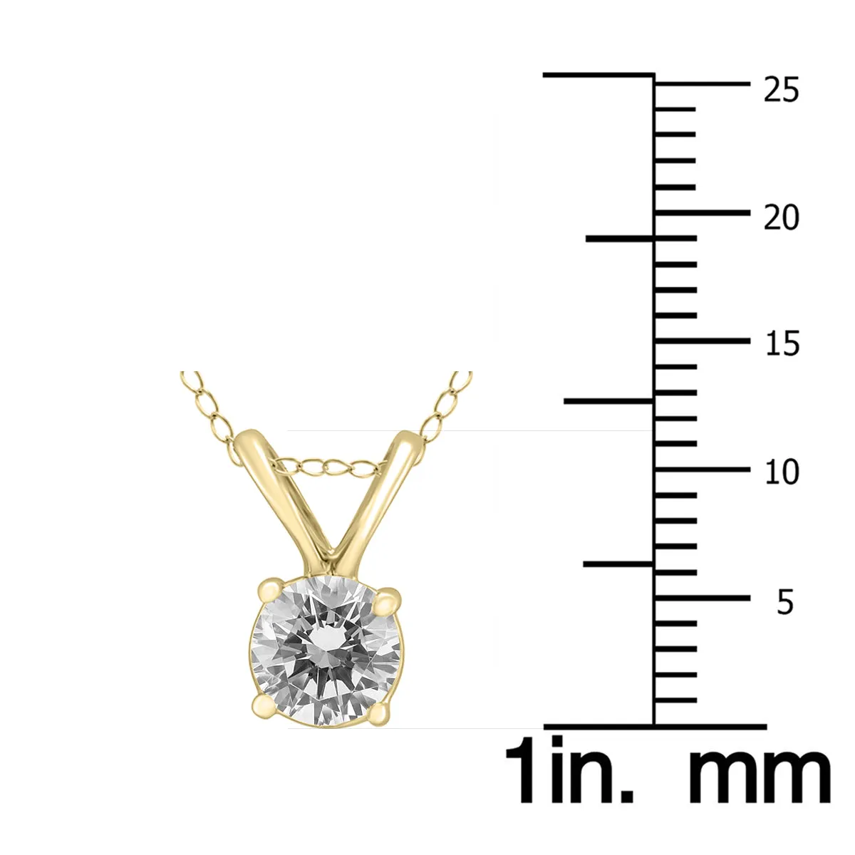 1/2 Carat Round Diamond Solitaire Pendant In 14K Yellow Gold