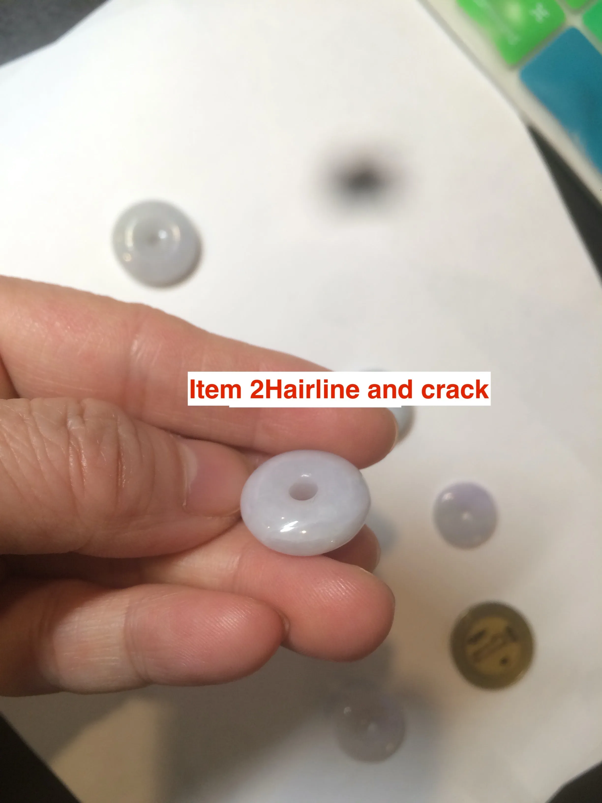 16.5-19.8mm Type A 100% Natural light purple/white Jadeite Jade Safety Guardian Button donut Pendant group AT71 add on item