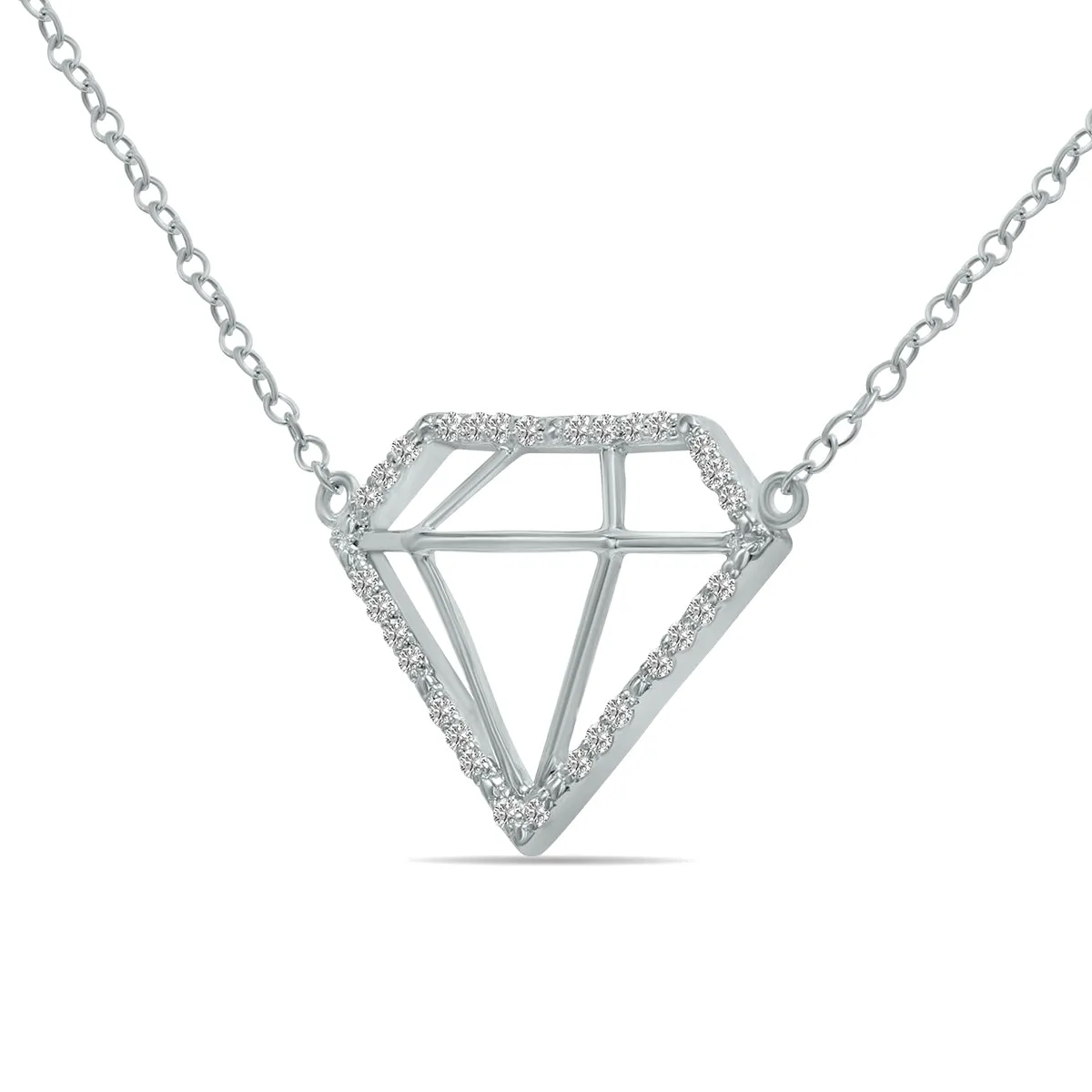 1/7 Carat Tw Lab Grown Diamond Necklace In .925 Sterling Silver (Diamond Color F-G, Clarity Vs1-Vs2)