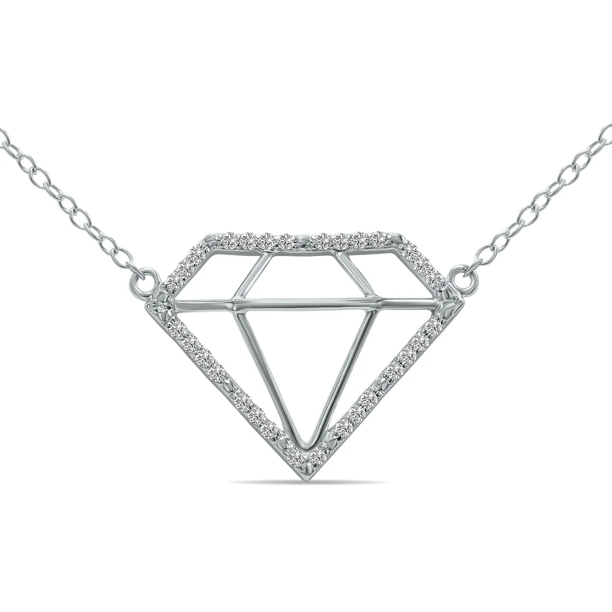 1/7 Carat Tw Lab Grown Diamond Necklace In .925 Sterling Silver (Diamond Color F-G, Clarity Vs1-Vs2)