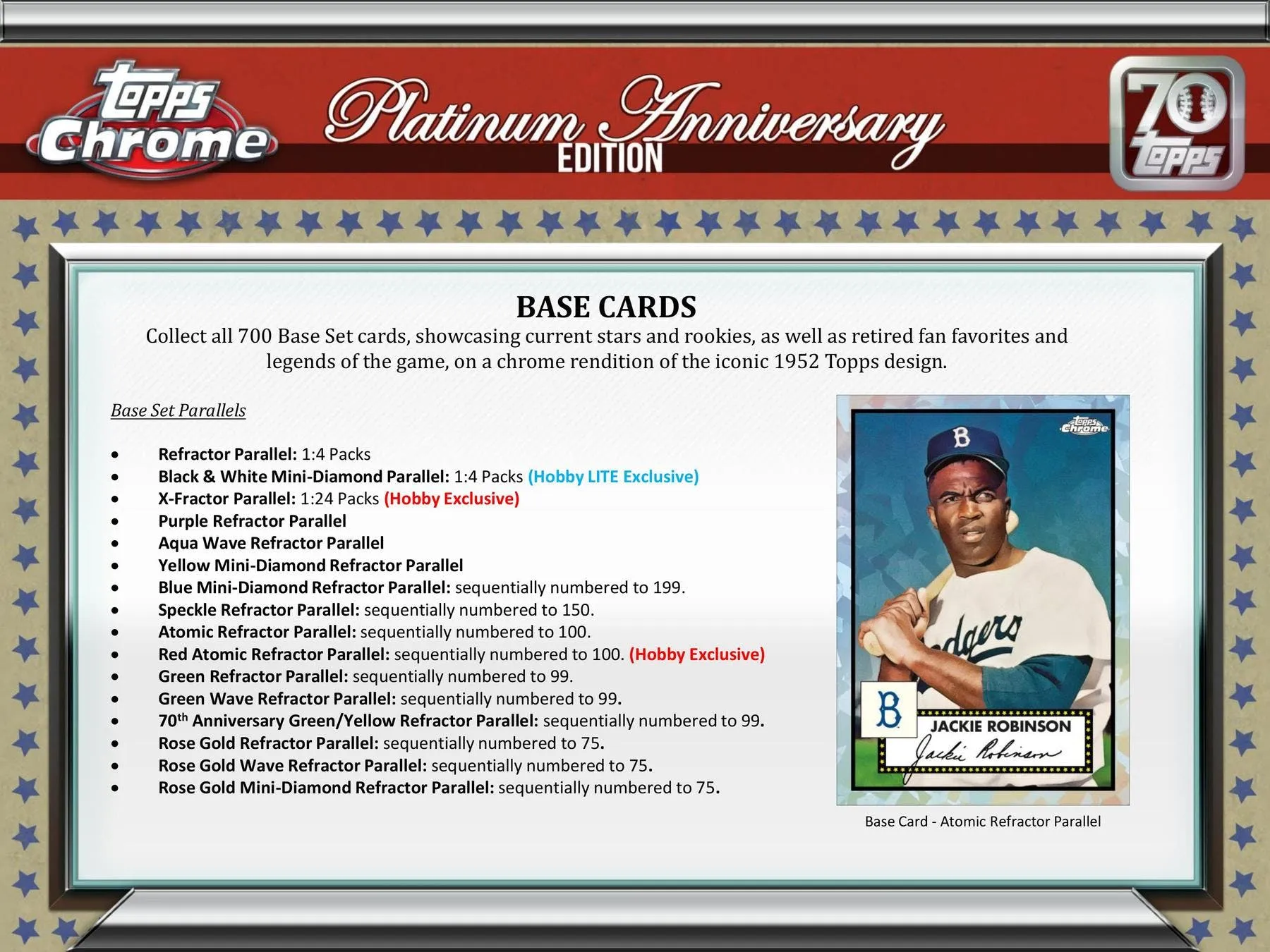 2021 Topps Chrome Platinum Anniversary Baseball Hobby LITE Box 16 packs per box, 4 cards per pack