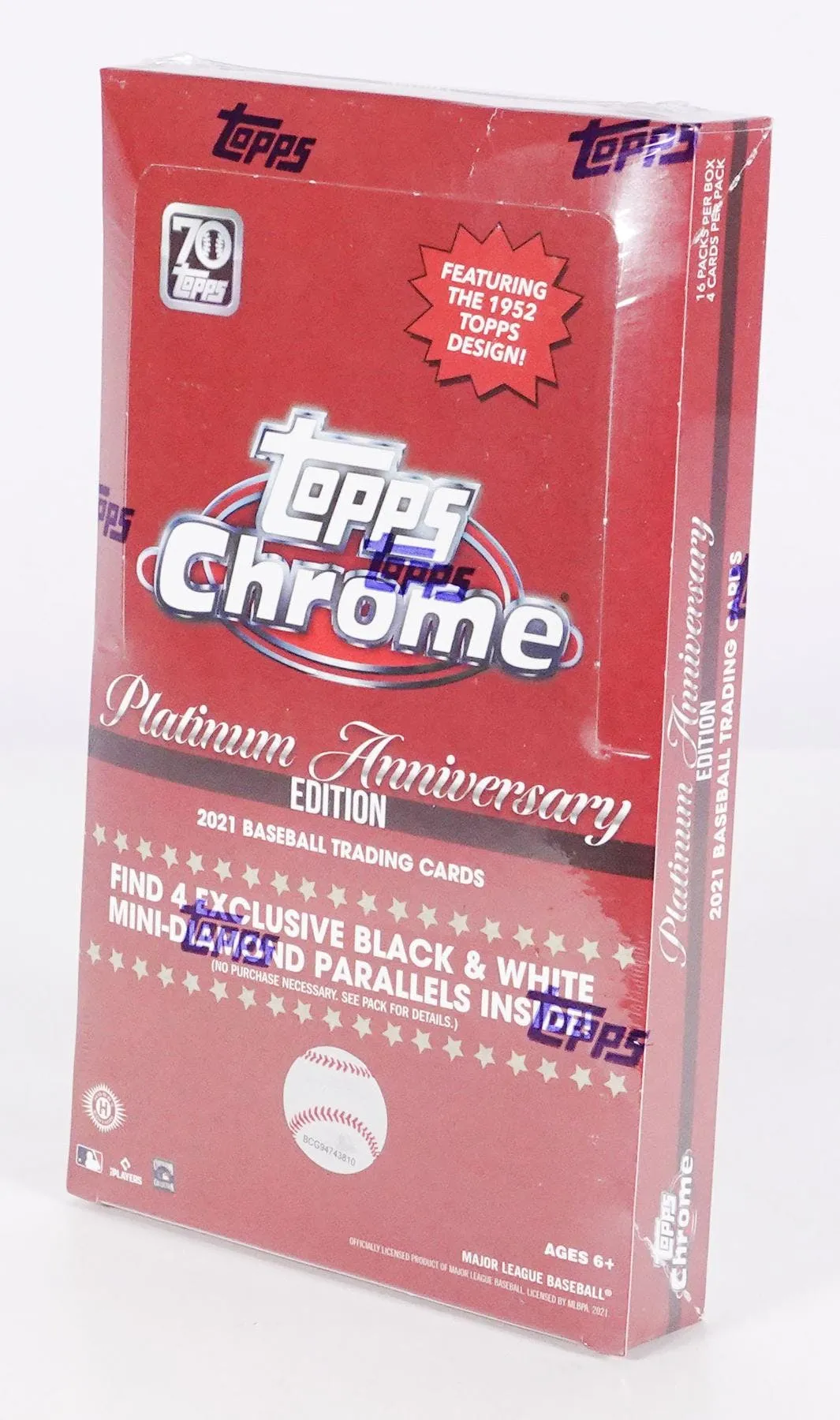 2021 Topps Chrome Platinum Anniversary Baseball Hobby LITE Box 16 packs per box, 4 cards per pack