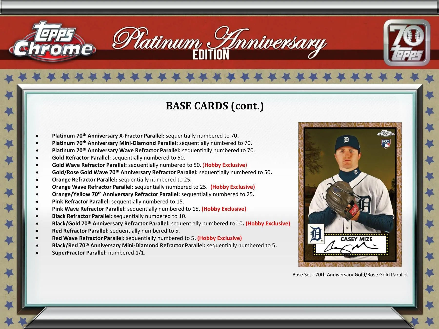 2021 Topps Chrome Platinum Anniversary Baseball Hobby LITE Box 16 packs per box, 4 cards per pack