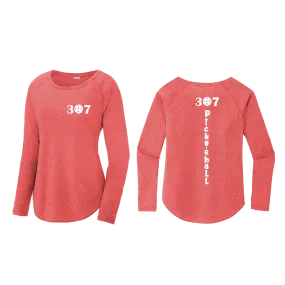 307 Wyoming Pickleball Club | Women's Long Sleeve Scoop Neck Pickleball Shirts | 75/13/12 poly/cotton/rayon