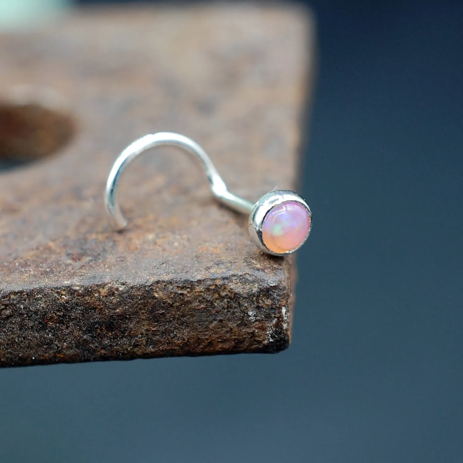 3mm Pink Opal Nose Stud