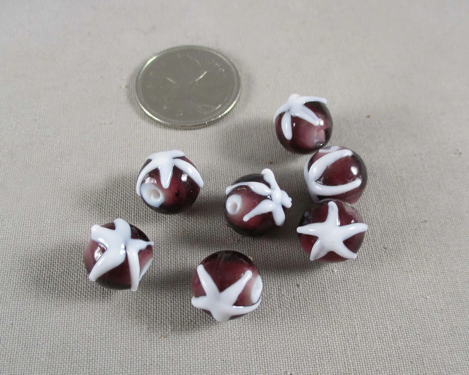 50% OFF! Purple Starfish Lampwork Glass Beads 12mm 7pcs (0599)