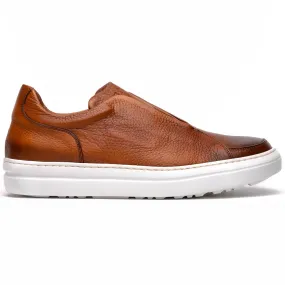 65-225-CGN SPETTACOLARE Italian Pebble Grain Calfskin Sneakers Cognac