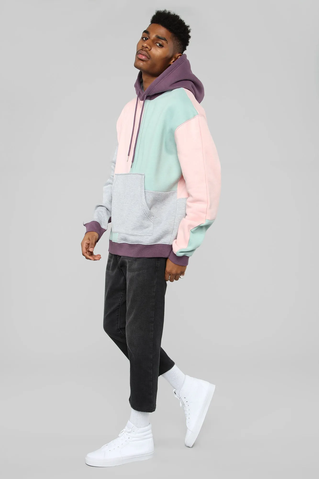 80's Colorblock Hoodie - Pink/Combo