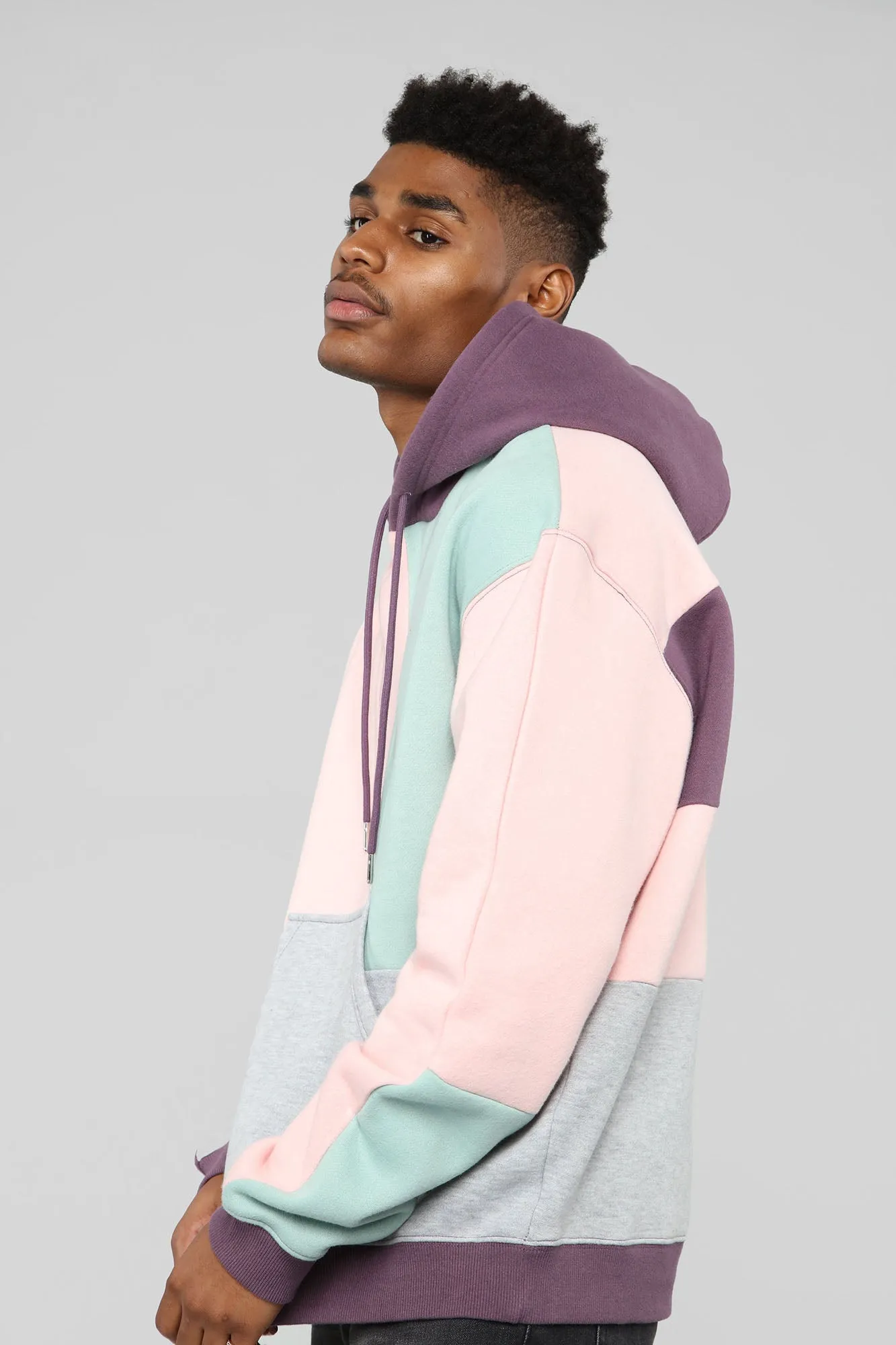 80's Colorblock Hoodie - Pink/Combo