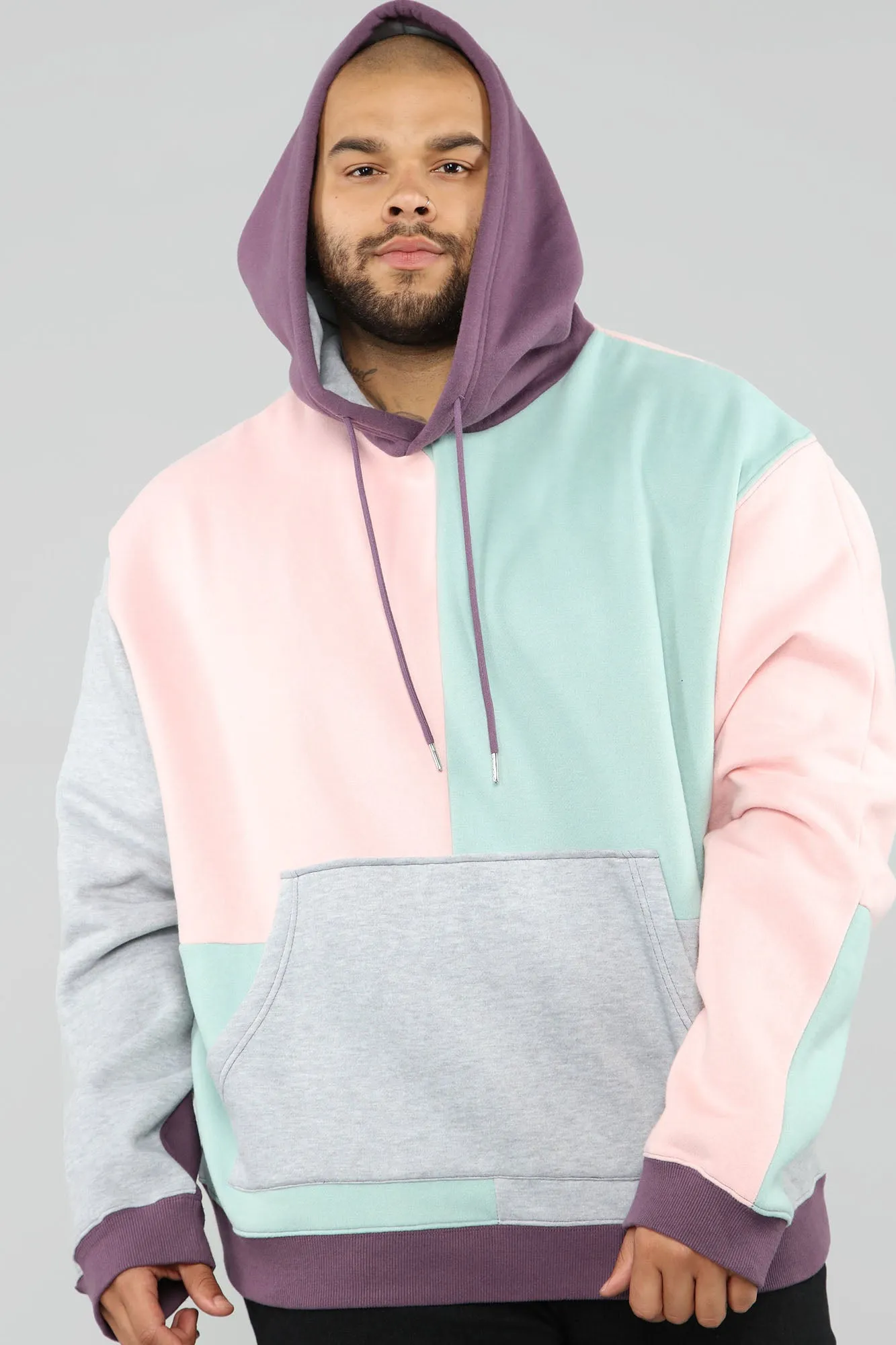 80's Colorblock Hoodie - Pink/Combo