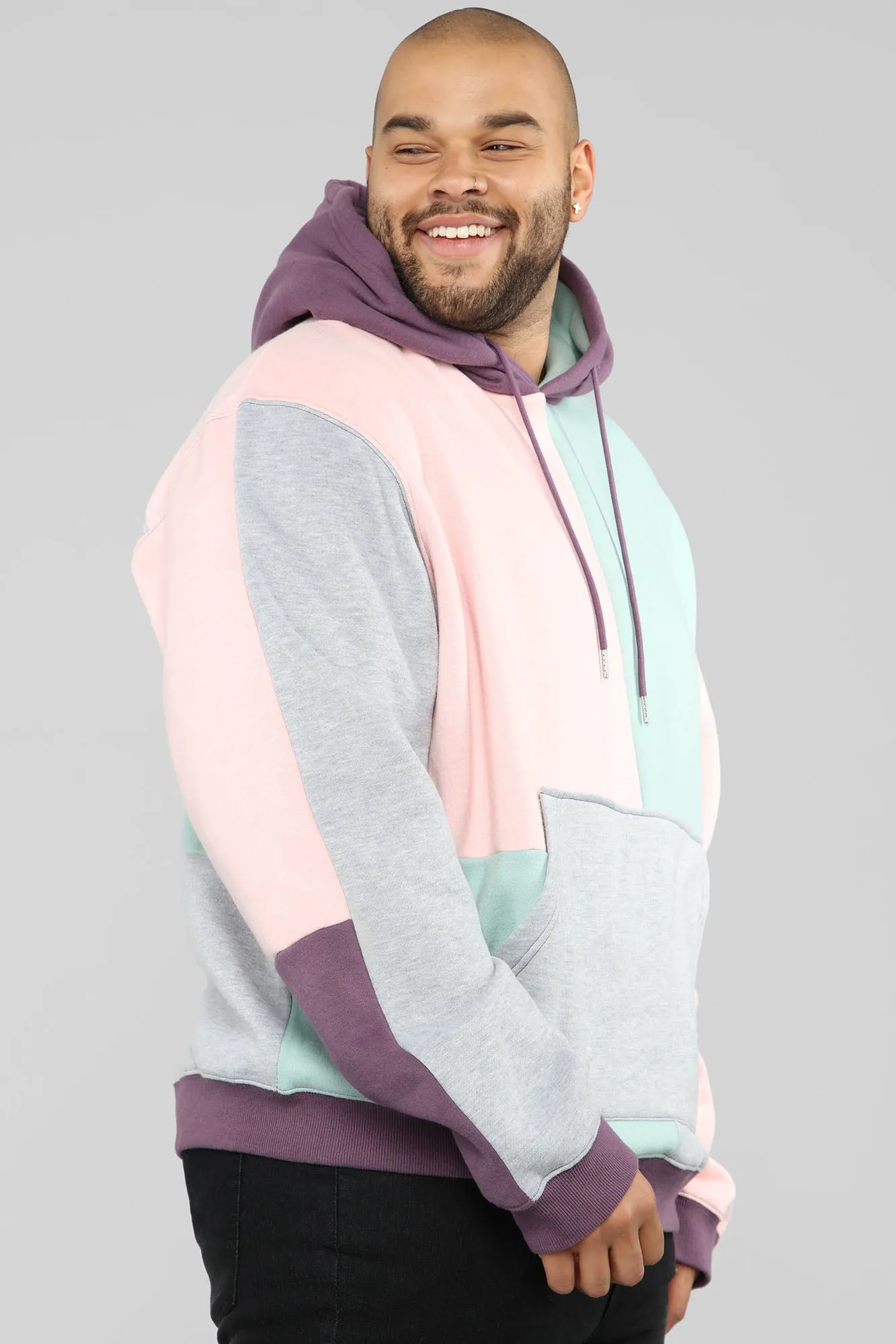 80's Colorblock Hoodie - Pink/Combo