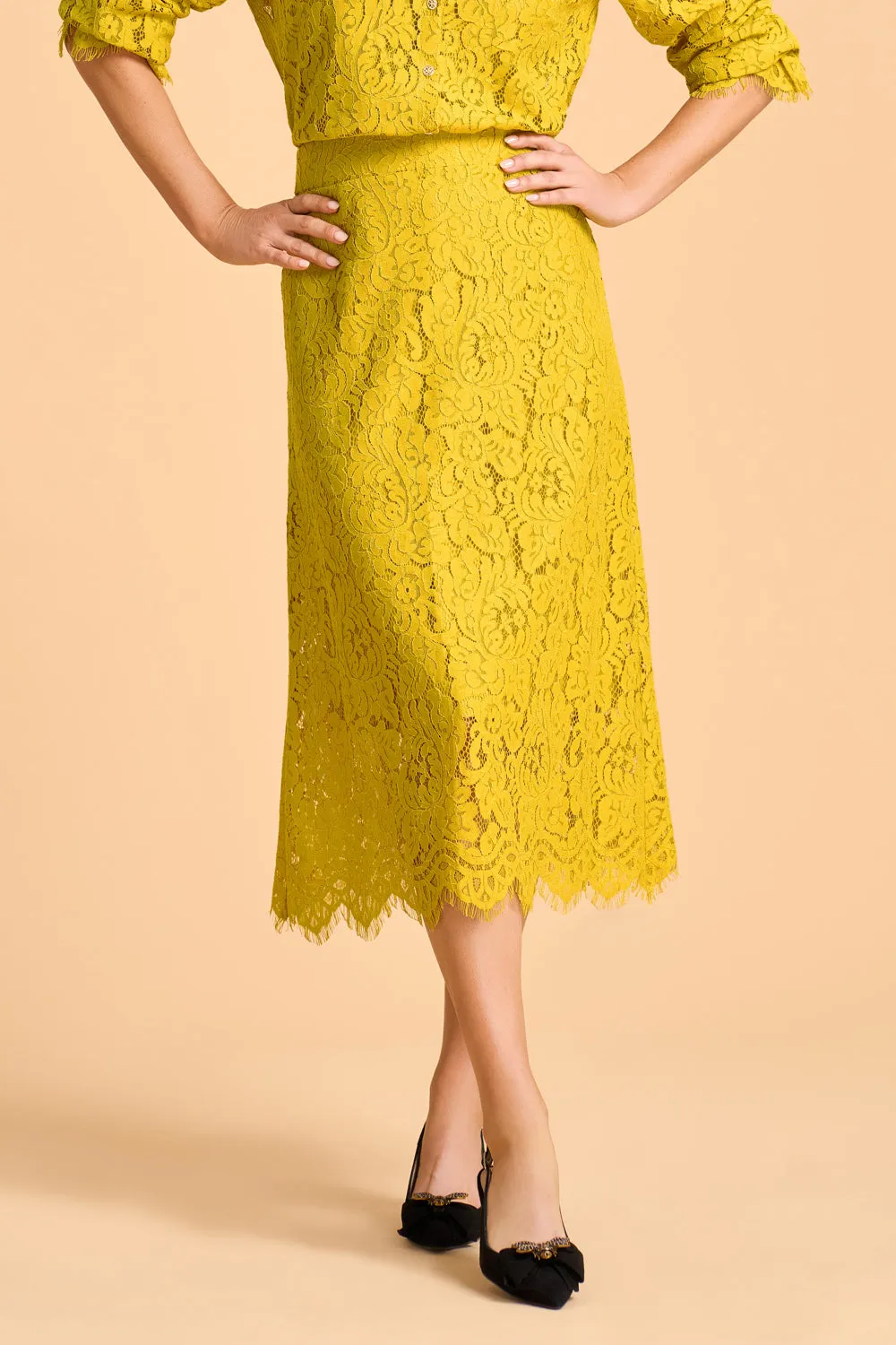 A-Line Lace Midi Skirt