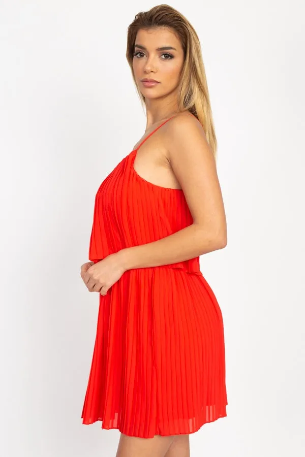 Accordion Pleated Mini Dress