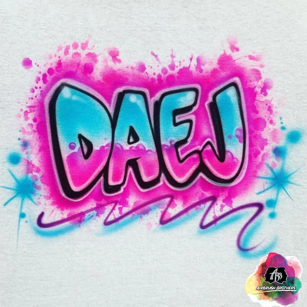 Airbrush 90's Paint Splatter Name Design