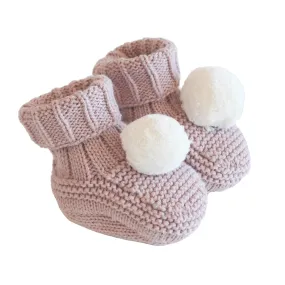 Alimrose | Pom Pom Baby Booties - Petal Ivory