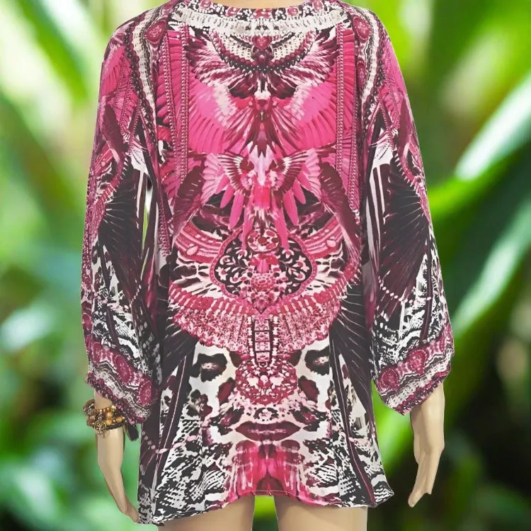 Amur hot pink silk gypsy top