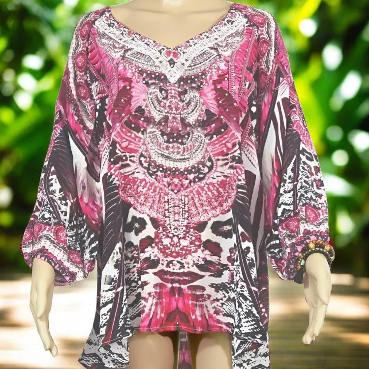 Amur hot pink silk gypsy top