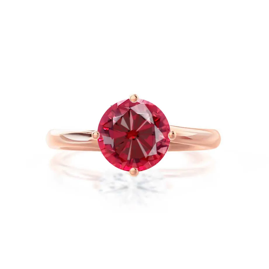 ANNORA - Chatham® Ruby 18k Rose Gold Twist Solitaire Ring