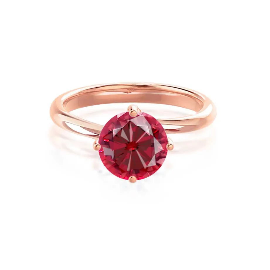 ANNORA - Chatham® Ruby 18k Rose Gold Twist Solitaire Ring