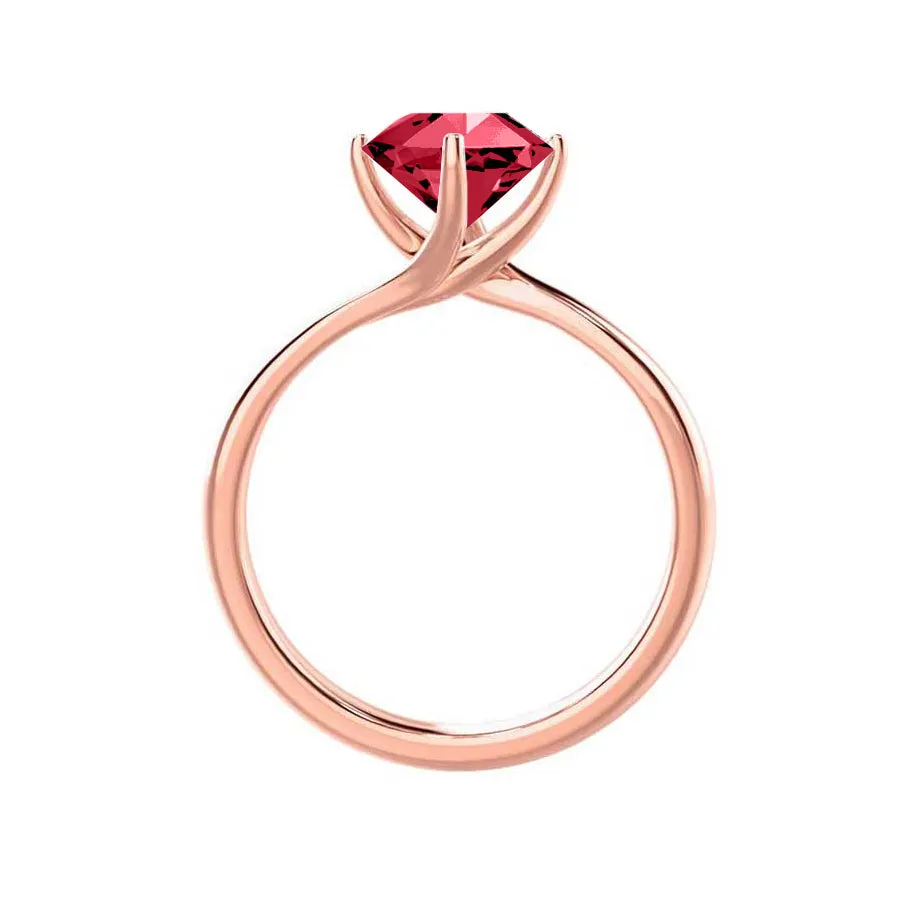 ANNORA - Chatham® Ruby 18k Rose Gold Twist Solitaire Ring