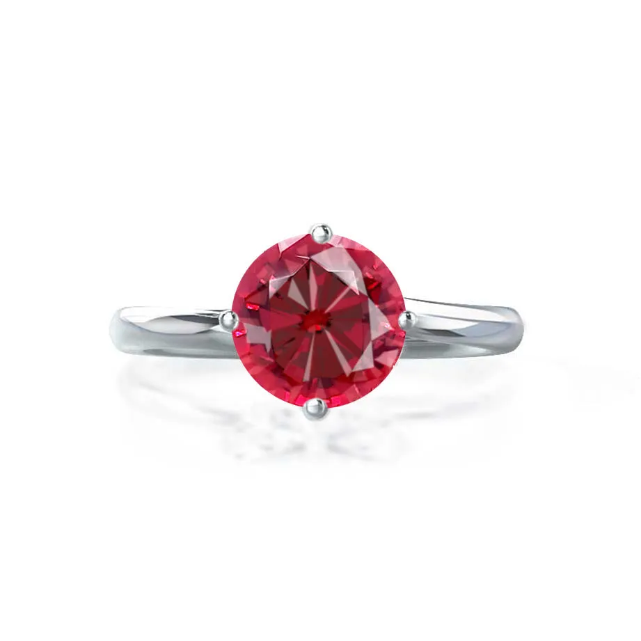 ANNORA - Chatham® Ruby 18k White Gold Twist Solitaire Ring