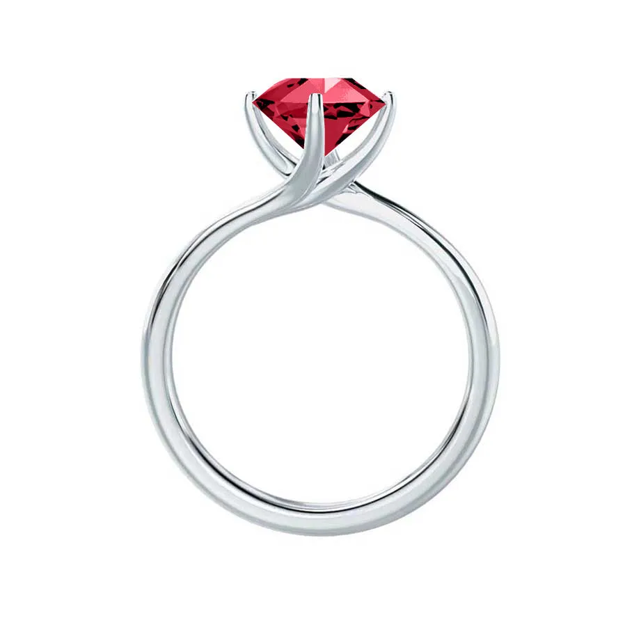 ANNORA - Chatham® Ruby 18k White Gold Twist Solitaire Ring