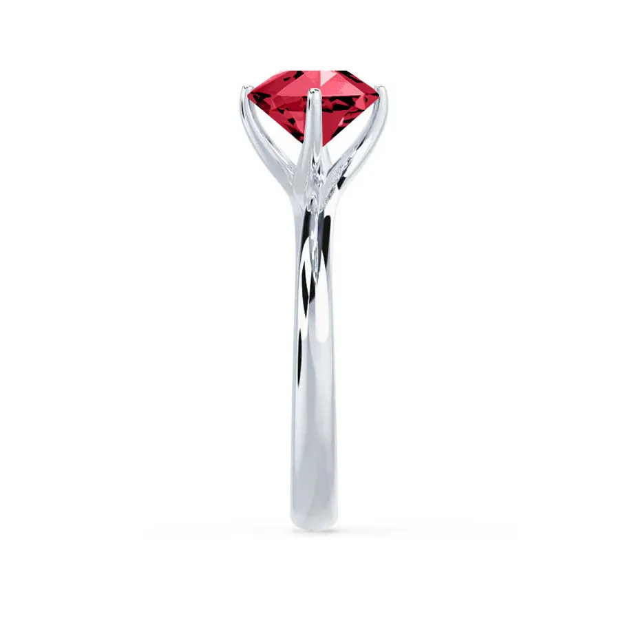 ANNORA - Chatham® Ruby 18k White Gold Twist Solitaire Ring