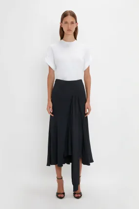 Asymmetric Tie Detail Skirt In Midnight