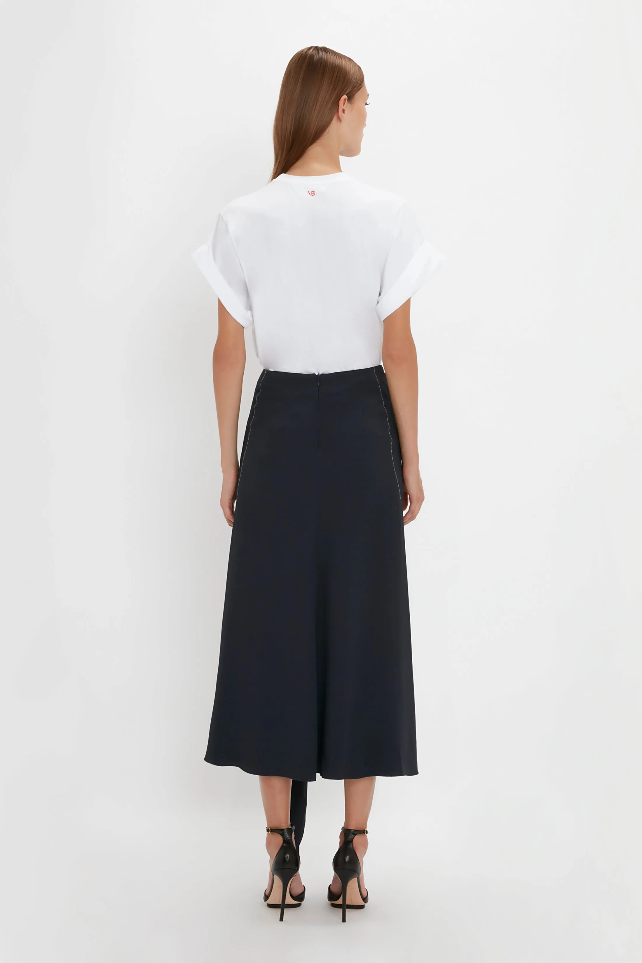 Asymmetric Tie Detail Skirt In Midnight