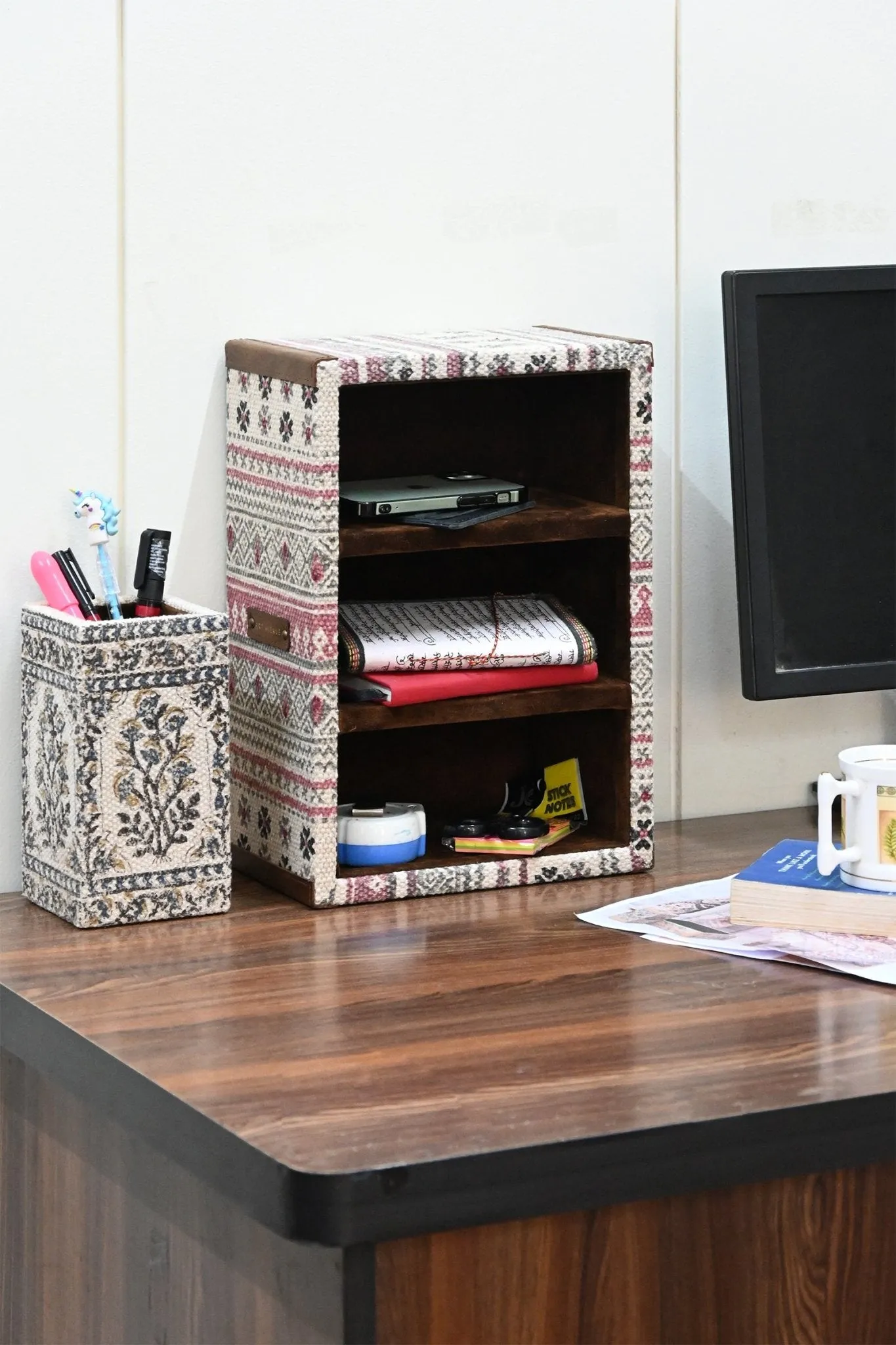 AZTEC-  COTTON PRINTED CABINET FOR DESK  ACCESSORIES