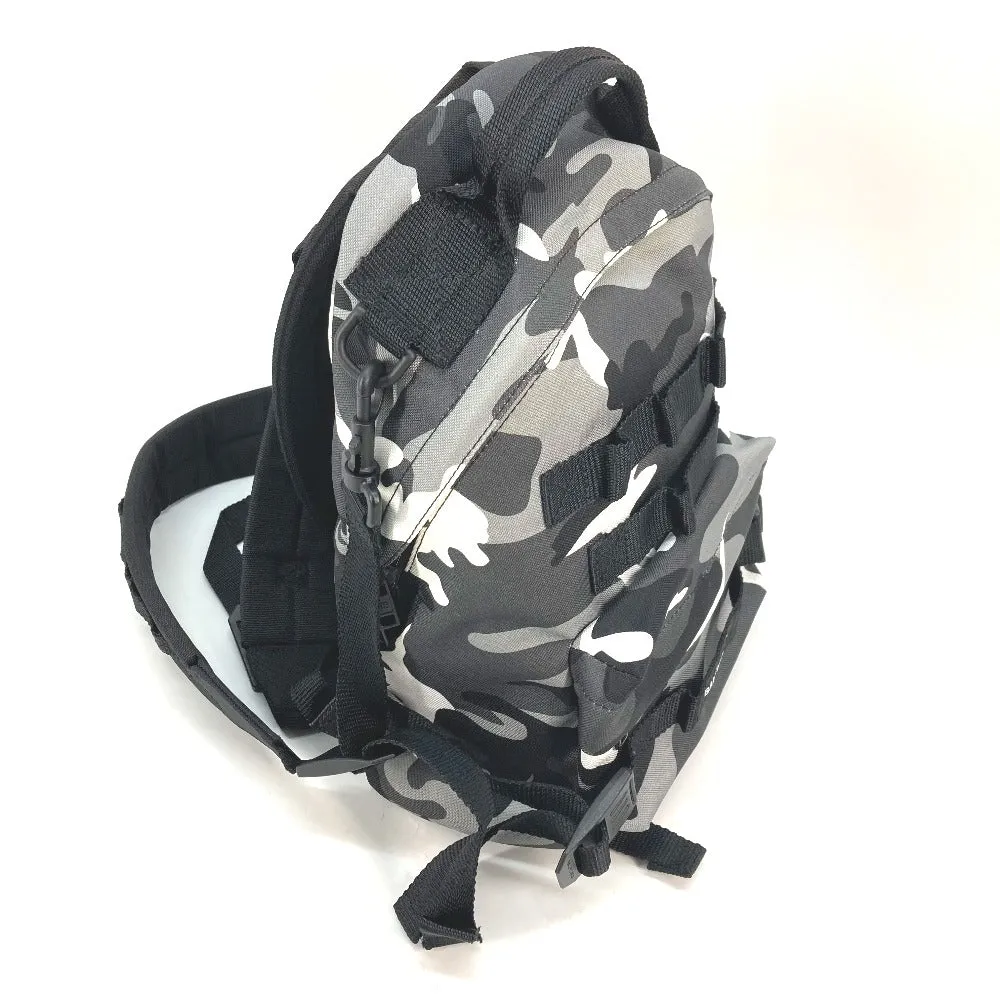 BALENCIAGA Backpack 6440312 canvas Gray x black Camouflage camouflage Army mens Used Authentic