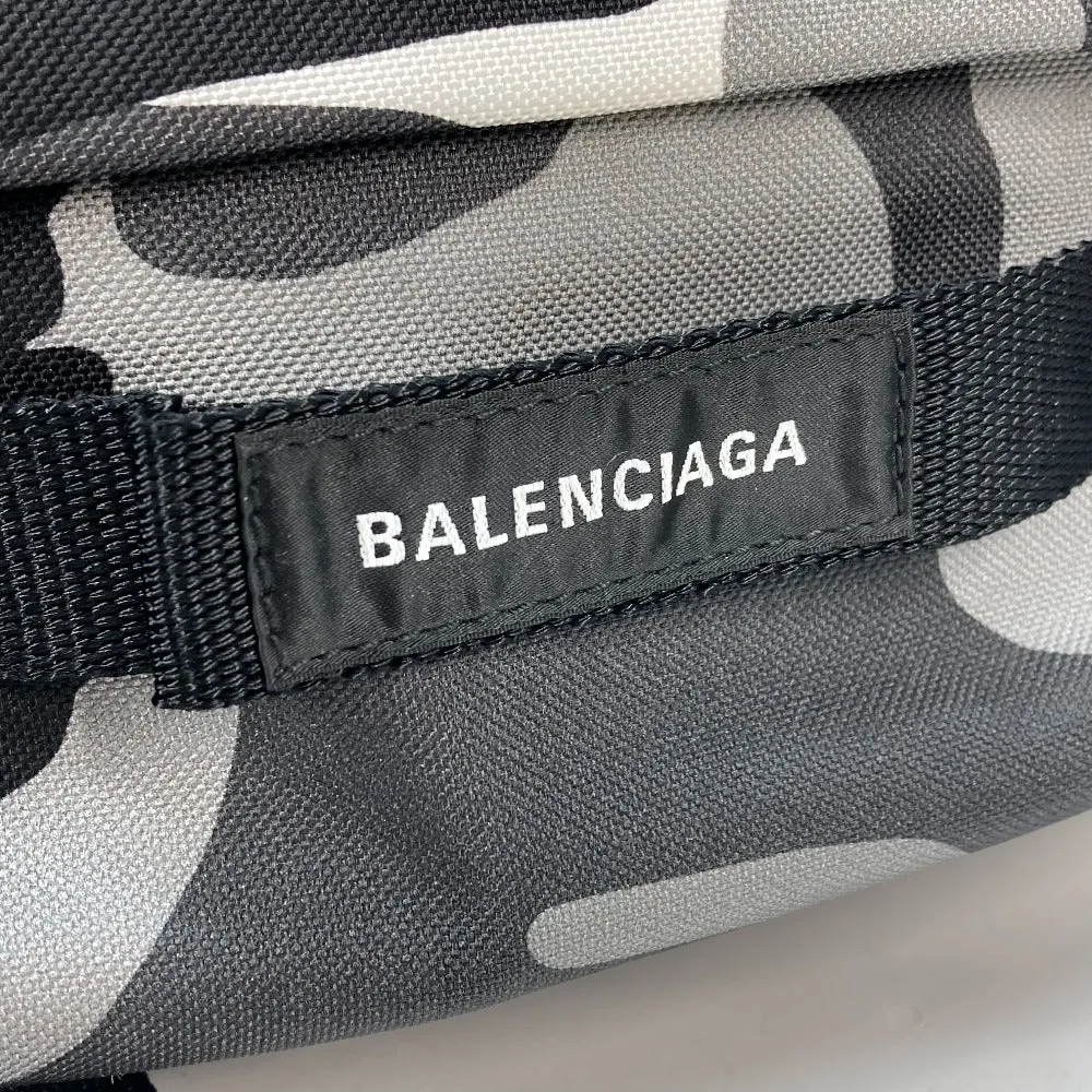 BALENCIAGA Backpack 6440312 canvas Gray x black Camouflage camouflage Army mens Used Authentic