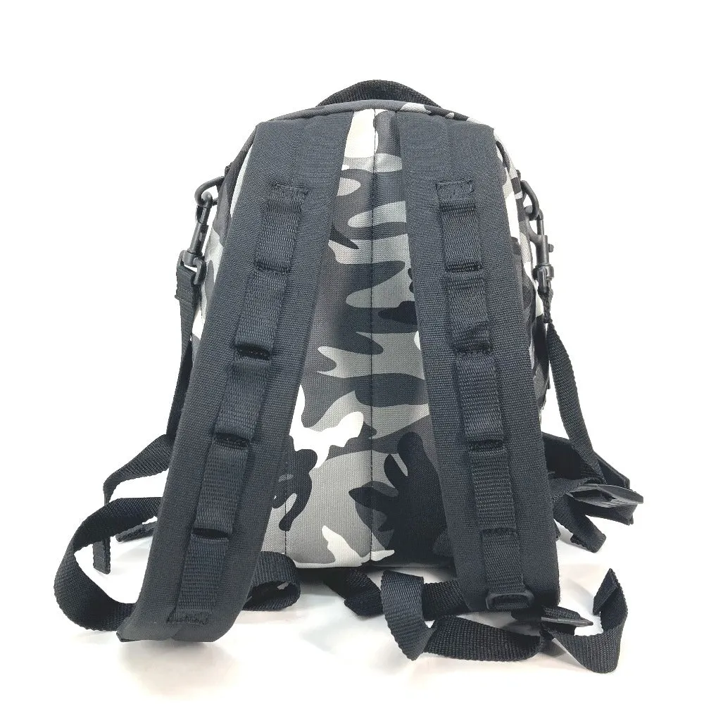 BALENCIAGA Backpack 6440312 canvas Gray x black Camouflage camouflage Army mens Used Authentic