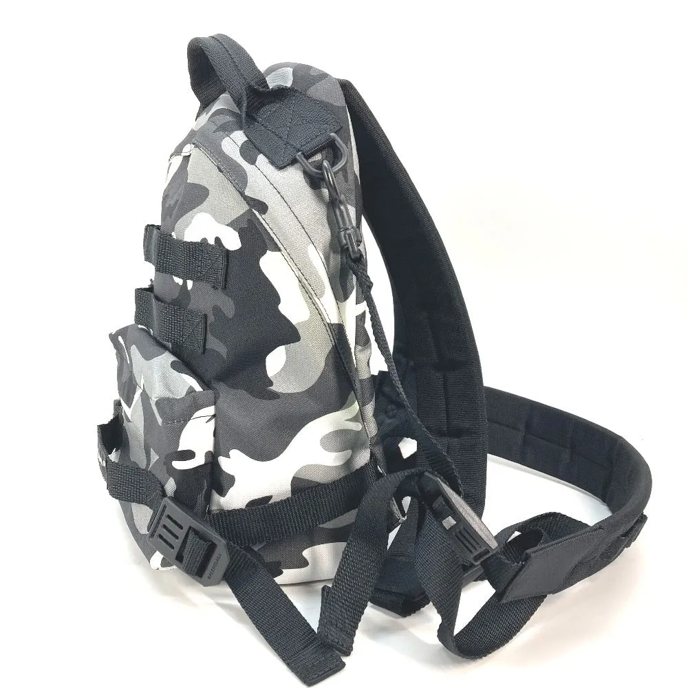 BALENCIAGA Backpack 6440312 canvas Gray x black Camouflage camouflage Army mens Used Authentic