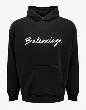 Balenciaga Black Scribble Logo Wide Fit Hoodie