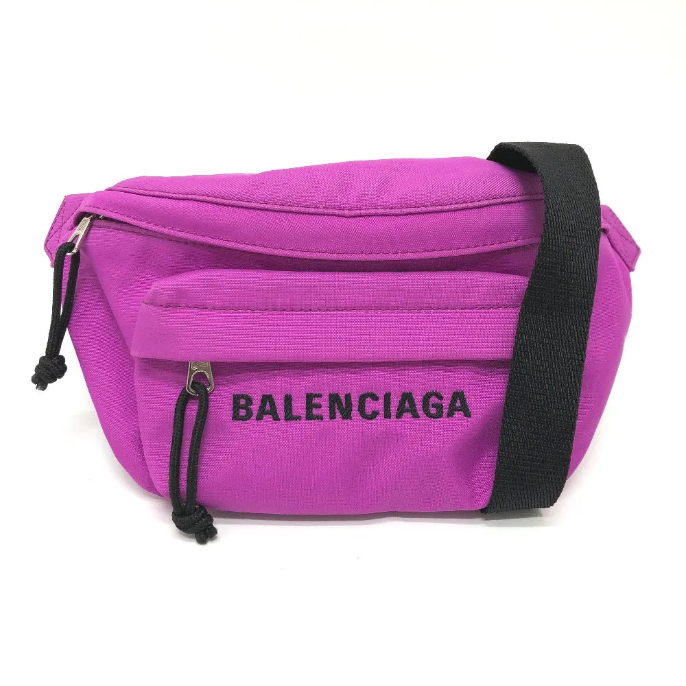 BALENCIAGA Sling bag 569978 Nylon purple logo WHEEL Women Used Authentic