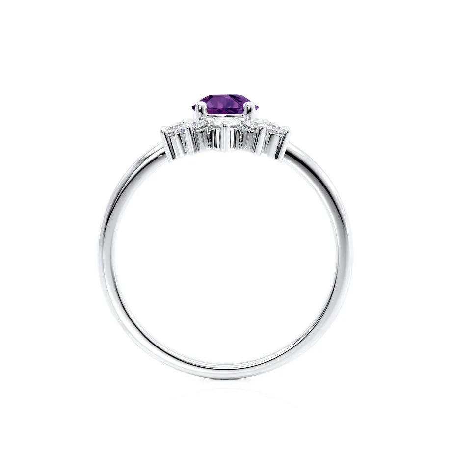 BALLET - Chatham® Pear Alexandrite & Diamond Half Halo Tiara Ring Platinum 950