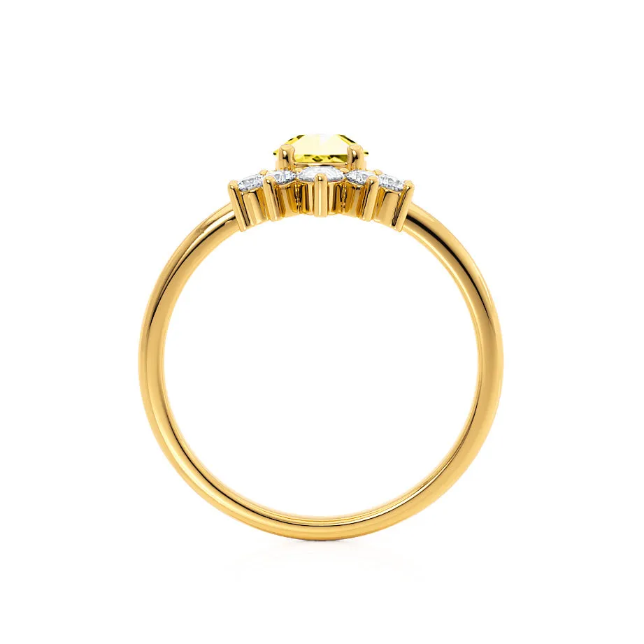 BALLET - Chatham® Pear Yellow Sapphire & Diamond Half Halo Tiara Ring 18k Yellow Gold