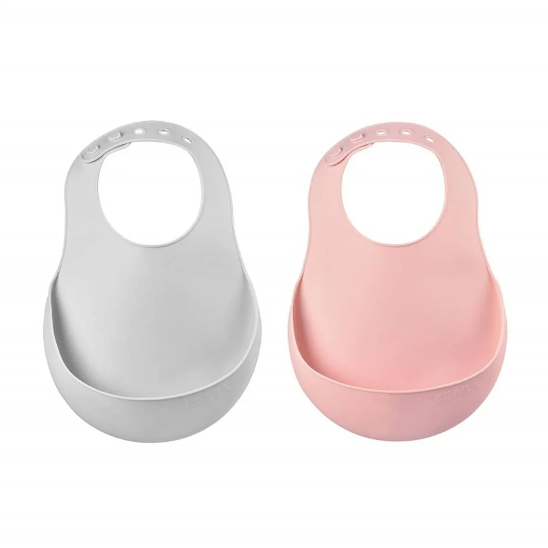 Beaba Silicone Bibs Twin Pack - Pink