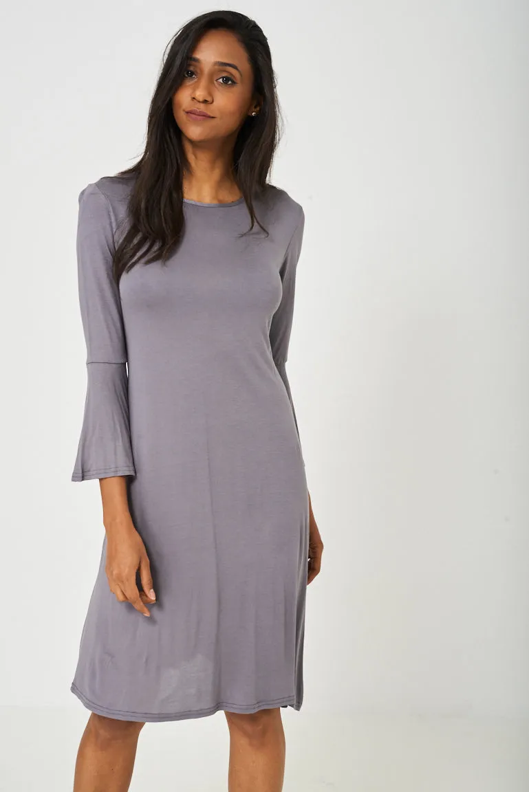 Bell Sleeve Dress in Grey