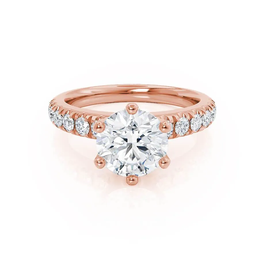 BELLE - Round Lab Diamond 18k Rose Gold Shoulder Set Ring