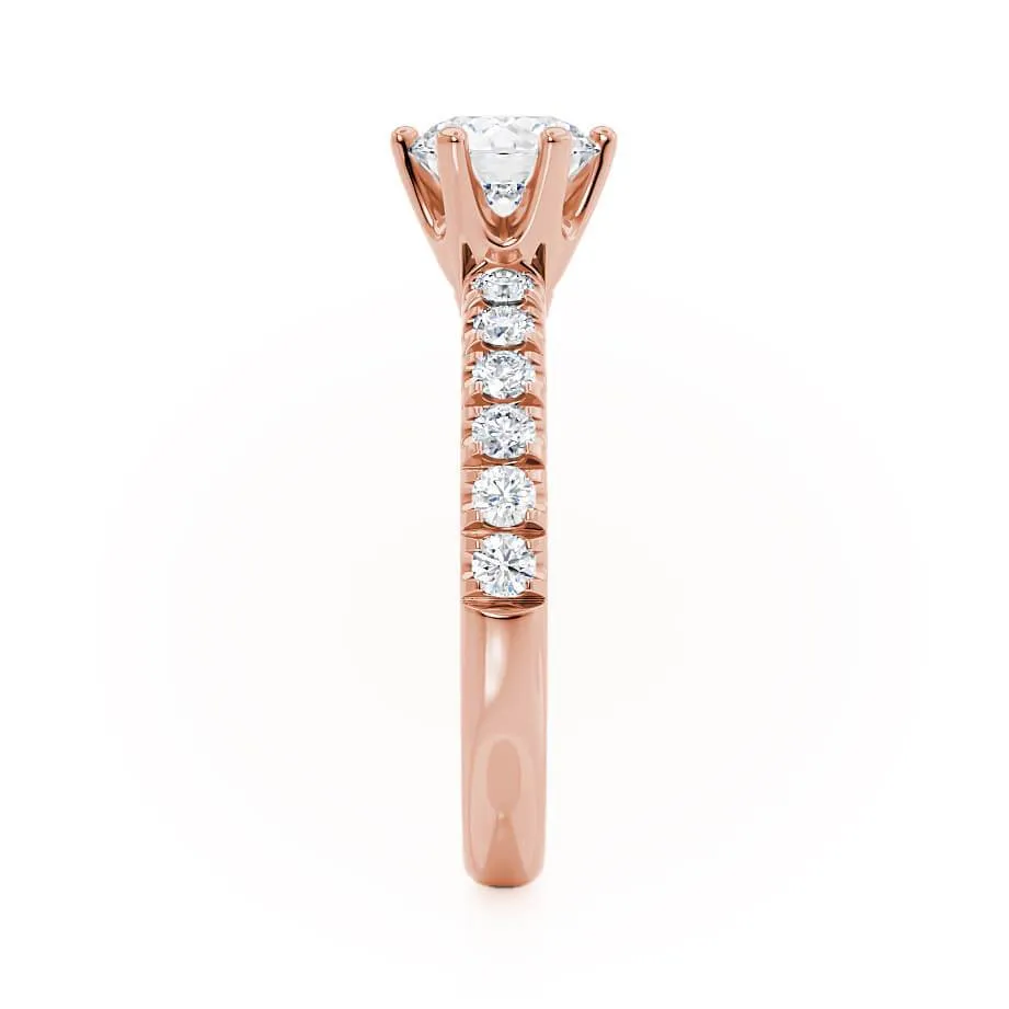 BELLE - Round Lab Diamond 18k Rose Gold Shoulder Set Ring