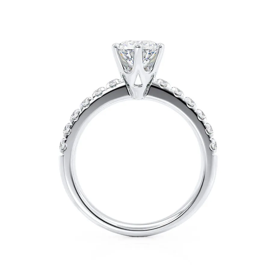 BELLE - Round Moissanite Platinum Shoulder Set Ring