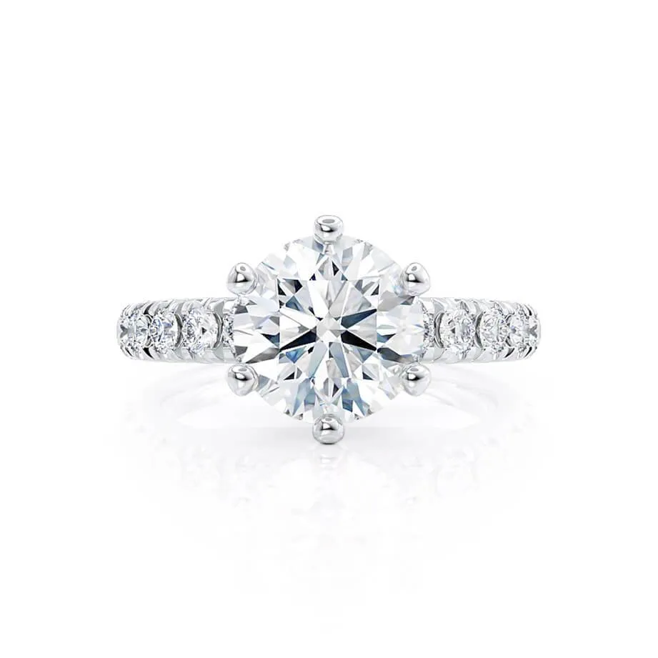 BELLE - Round Moissanite Platinum Shoulder Set Ring