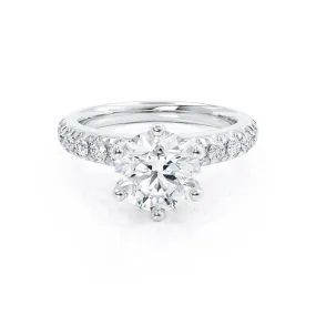 BELLE - Round Moissanite Platinum Shoulder Set Ring